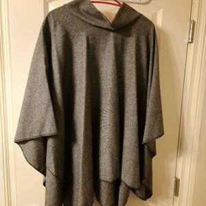 Women's Gray Wool Poncho
